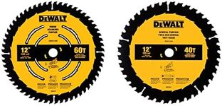 DEWALT Miter Saw Blade Combo Pack, 12” Blades, 40 Tooth & 60 Tooth, Fine Finish, Ultra Sharp Carbide (DWA112CMB)