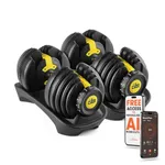 The Cube Club PowerBells 5lbs - 52.5lbs | 2 x Adjustable Dumbbells for Men & Women for Fitness and Home Workout (2.5kg to 24kg) | Designed In USA | Alloy Steel & Plastic | Black