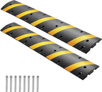 6FT Rubber Speed Bumps, 2-Pack Heavy Duty Cable Ramp Protective Cover with 2 Channel for Road, 25000LBS Load Capacity, Speed Humps with 8 Bolt Spikes Anchors for Asphalt Concrete Gravel Driveway
