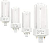 SLEEKLIGHTING 18 Watt T4 Tri Tube CFL 4 Pin GX24Q-2 Base Light Bulb 3500K 1200lm - Compact Fluorescent -Neutral White Light 4pack…