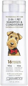 GIOVANNI Professional 2-in-1 Pet Shampoo & Conditioner - for Dogs & Cats, Oatmeal & Coconut, Helps Neutralize Odors, Deeply Cleanses, Silkens, Controls Static - 16 oz