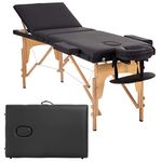 ACi 28“ Wide Massage Tables Portable Tattoo Table Adjustable Lash Bed Wooden 3 Folding Spa Bed with Non-Woven Bag