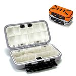 Piscorush Waterproof Fishing Tackle Box 24 Compartments Hard Tackle Case Portable Hooks Lure Baits Storage Swivels Jigs Hooks Sinker (Orange&Grey Waterproof/2pcs)