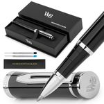 Wordsworth and Black Rollerball Pen - Luxury Pen - Chrome Finish, Black Lacquer, Ink Refill, Refillable Gift for Men & Women, Professional Writing, Nice and Fancy Pens and for Work