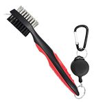 Mebamce Lightweight Portable Golf Club Brush and Groove Cleaner Dual Sided Nylon and Steel Brush with Cleaning Spikes, Retractable Cord and Carabiner