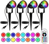 BeeLinks Halloween Christmas Spotlight Outdoor: 12W RGBW LED Spot Lights Outdoor with 16 Color Changing for Yard Garden Decor | 4 Pack of IP65 Waterproof 120V Plug in Landscape Lighting with Remote