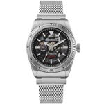 Ingersoll 1892 The Scovill Mens 43mm Automatic Watch with Black Skeleton Dial and Silver Stainless Steel Strap I13903