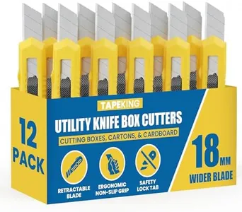 Tape King Utility Knife Set (12 Pack) | 18mm Wide Blade Box Cutter | Retractable Design, Compact And Versatile for Home, Crafts, Warehouse, Cartons, Cardboard, Office Supplies and Packaging