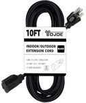 YOJOE 10/3 Black Outdoor Extension Cord 10 ft - Heavy Duty 10 Gauge Extension Cord SJTW 3 Prong Waterproof for Outdoor Decorations Gardening, Lighting, Camping, High Power Appliances, UL Listed