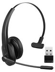 Upgraded Bluetooth Headset, Wireless Headset with Noise Canceling Microphone for Trucker, On-Ear Bluetooth Headset V5.2 with USB Dongle for Computer, Headset with Mute Button for Work (Black)