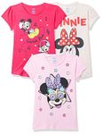 Mickey & Friends By Kidsville Girl's Plain Regular fit T-Shirt (Pack of 3) (MFKG05_Multicolor5 3-4 Years)