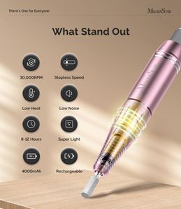 MelodySusie Cordless Nail Drill – Pink, Portable Electric File