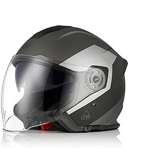 ORIGINE Casque Moto Jet Casque Scooter Ouvert avec Double Visière Homologué ECE(EKO Black Titanium,XL)