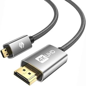 Silkland Micro HDMI to HDMI Cable 3M, [Gold Plated, Sturdy Aluminum] Supports 4K@60Hz, HDR, Ethernet, ARC, Compatible with Raspberry Pi 4, GoPro Hero 3/4/5/6/7, Cam Link 4K, A6400 A6000 Camera