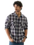 The Souled Store Plaid Insignia Long Sleeve Collared Neck Cotton Button-Down Relaxed Fit Shirts for Men's & Boy's- Casual Comfort with Timeless Style Multicolour