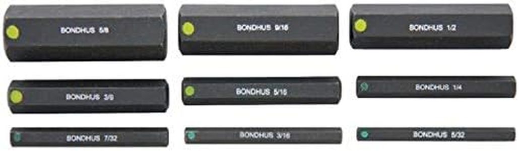 Bondhus 33299 5/32-5/8-Inch 2-Inch ProHold Socket Bits Without Sockets, Set of 9