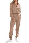 PRETTYGARDEN Women's 2 Piece Sweater Set Pullover Zip Up Sweatshirt Jogger Sweatpants Tracksuit Casual Outfit (Khaki,Medium)