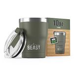 Beast Tumbler - 300 ml (10 oz), Army Green | Reusable Stainless Steel, Vacuum Insulated Cup | Double Wall Travel Flask Perfect for Hot or Iced Coffee | BPA Free