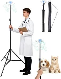 IV Pole – Foldable Portable Infusion Stand with 3-Triangular Base & 4 Hooks, Adjustable Height Drip Bag Holder with Carry Bag, Stable for Home Care, Hospitals & Travel, Black