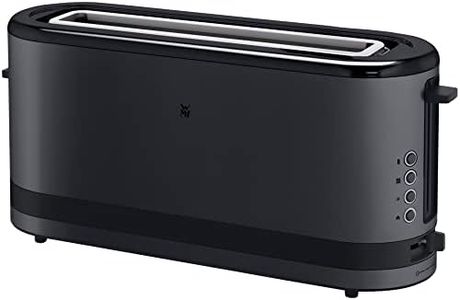 WMF Küchenminis Langschlitztoaster 2 Scheiben mit Brötchenaufsatz, Toaster schmal, XXL, Bagel-Funktion, 7 Bräunungsstufen, 900W, Toaster edelstahl matt, schwarz