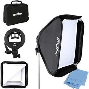 Godox 24"x 24" 60cmx60cm Foldable Universal Softbox with S Style Speedlite Bracket for Flash Bowens Elinchrom Mount Accessories Direction Adjustable