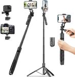 Hold UP Selfie Stick Tripod 61" All in One Extendable Mobile Selfie Stick Tripod Stand with Wireless Remote 360° Rotation for iPhone and Android Phone Selfies, Video Recording.