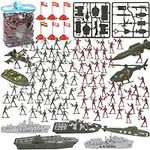 AMOR PRESENT 360PCS Military Soldier Playset, Army Men Military Set Toy Soldiers Military Figures Helicopters Warships Submarines Assorted Weapons for Kids