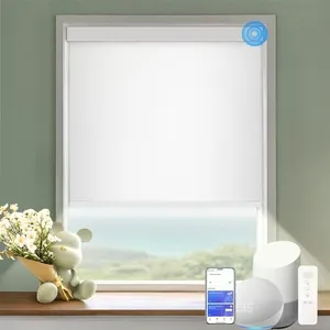 COOLWINDS Motorized Blinds with Remote Cordless Automatic Motorized Shades Custom Blinds for Windows Smart Curtains Compatible with Alexa Google Home(Blackout Ivory White,Custom Size)