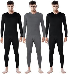 Patelai 3 Sets Men's Thermal Underwear Long underwear Base Layer with Fleece Lined for Winter Cold Weather (Gray, Black,X-Large)