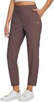 baleaf Womens Golf Pants Stretch with Zipper Pockets Petite Ankle Travel Dress Work Business Casual Slacks Dark Brown XS