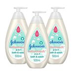 JOHNSON'S Baby Cottontouch 2-in-1 Bath & Wash Multipack – Gentle Newborn Hair and Body Wash – Blended with Real Cotton – pH Balanced for Sensitive Skin – 3 x 500ml