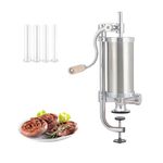 OCKYOOZ 2.5LB Sausage Stuffer, Manual Sausage Filler Maker with 4 Sizes of Food-Grade Sausage Tubes, Manual Stainless Steel Vertical Meat Stuffer Filler, Sausage Maker for Household Use or Commercial