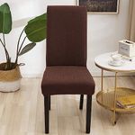 Lukzer 4PC Jacquard Dining Chair Cover Removable & Washable Seat Case Stretchable Universal Protective Slipcover (Textured Brown Design/Seat Height: 45-70cm, Seat Length: 38-52cm, Seat Width: 38–52cm)