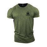 GYMTIER Strongman Strongman Men's Gym T-Shirt Bodybuilding Training Workout Lifting Top Clothing, Green, L