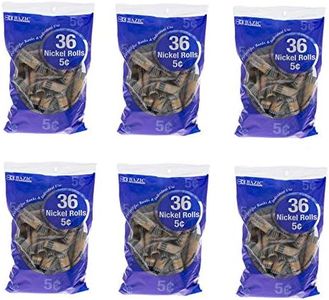 BAZIC Products Nickel Penny Coin Wrappers – Durable Preformed Paper Tube, Sleeves for Coin Sorter and Holder,(36/Pack), 6-Packs