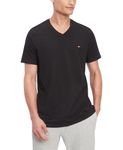 Tommy Hilfiger Men's Flag V Neck Tee, Black, Large