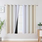 Estelar Textiler Beige and Grayish White Blackout Curtains & Drapes for Bedroom, Thermal Insulated Ombre Blackout Drapes, Full Room Darkening Energy Saving Curtains for Living Room, 52Wx45L, 2 Panels