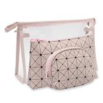 NFI essentials Set of 3 Cosmetic Pouch Makeup Pouch Vanity Pouch Travel Organizer Toiletry Pouch for Women Zippered Pouch Set, Large, Medium, Small Makeup Bag