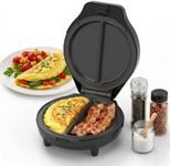 Nyrvexa Dual-Zone Electric Omelette Maker,Omelette Maker Electric,1000w Rapid Double-Sided Egg Cooker With Non-Stick Plates，Anti-Silp Base Anti-Scald Handle Cool-Touch Handle for Home,Dorm&Travel