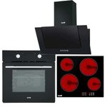 Baridi 4 Zone Ceramic Hob, 5 Function Fan-Assisted Oven & Angled Cooker Hood Bundle - DH186