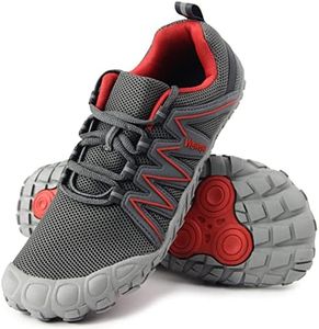 Weweya Barefoot Shoes Men Workout Running Cross Training Five Fingers Minimalist Running Five Toe Box Tennis Shoe Size 9 Grey Red