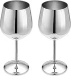 Rudra Exports Stainless Steel Stemmed Wine Glasses 350 ml, Unbreakable Wine Glass Goblets, Gift for Men and Women, Party Glasses - 350 ml (Silver)