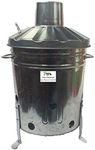 Srendi® Small Medium Large 15L 60L 90L Litre Metal Galvanised Garden Incinerator Fire Bin Burning Leaves Paper Wood Rubbish Dustbin Shovel and Poker Made in U. K. (15L INC Onlly)