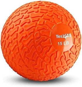 Yes4All 15 lbs Slam Ball for Strength, Power and Workout - Fitness Exercise Ball with Grip Tread & Durable Rubber Shell (15 Lbs, Orange)