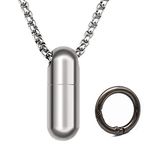 Haxtec Titanium Pill Case Tiny Fob Necklace for Men Waterproof Pill Holder Keychain Micro Emergency Aspirin & Nitro Pill Fob Discreet