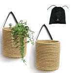 Textile and Beyond Box Rope Storage Jute Hanging Planter Basket Laundry Bag Toy Gift Hamper Set of 2 Baby Tray Bucket Organizer for Living Room Kitchen washroom A.1