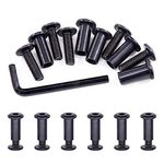 Swpeet 25Pcs M6x20mm Carbon Steel Black Hex Drive Socket Cap Bolts Barrel Nuts Assortment Kit with 1Pcs Allen Wrench, Screw Post Fit for Furniture Countsunk Belt Buckle Leather Binding Bolts