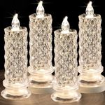 SupBri Rose Shadow LED Flameless Candles, 4PCS Romantic Battery Operated Candles Led Pillar Candles for Valentine's Day Romantic Propose Anniversary Wedding Decorations(D 2.5" x H 7.2")