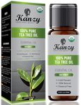 Kanzy Organic Tea Tree Essential Oil 100% Pure Tea Tree Oil for Skin, Hair, Face, Nails Natural Vegan & Undiluted for Aromatherapy & Diffusers