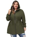 Hanna Nikole Women Long Sleeve Rainproof Jacket Waterproof Windbreaker Hooded Lightweight Windproof Outdoor Coat Army Green 26